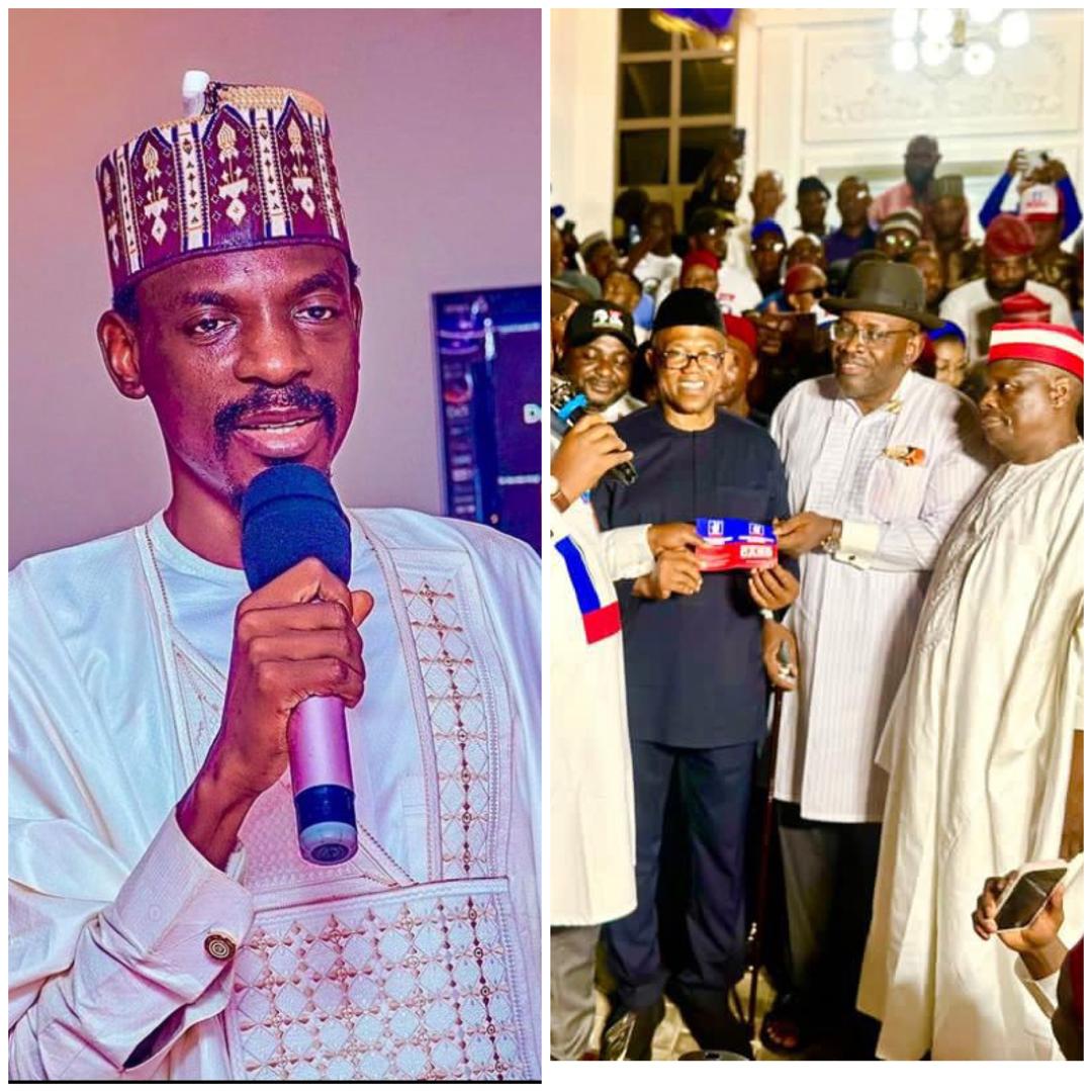 Former presidential aide, Bashir Ahmad, poses a question to Peter Obi and Kwankwaso following their defection from ADC to NDC